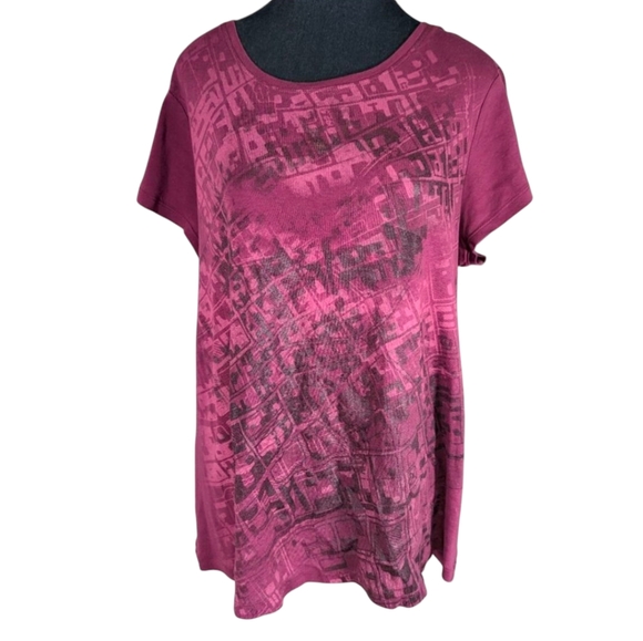 Daisy Fuentes My Favorite T Maroon Abstract Design - Picture 1 of 10